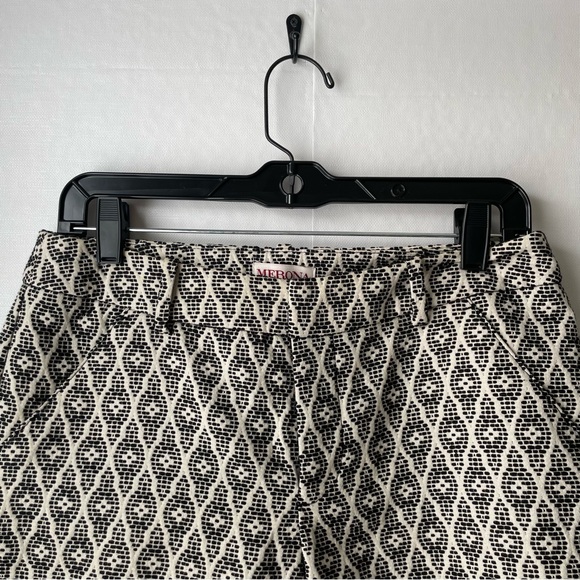 Merona Black and White Pattern Embroidered Classic Ankle Pant Chino Sz 6 - Picture 6 of 16